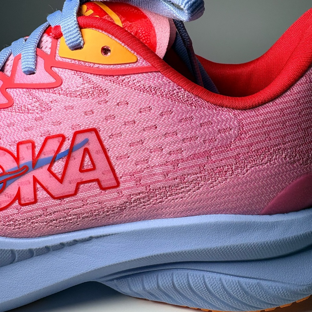 Brand New in box HOKA Mach6 Pink & Blue Running Shoe. Youth size 6.5. 🔥🔥🔥 - Picture 11 of 14